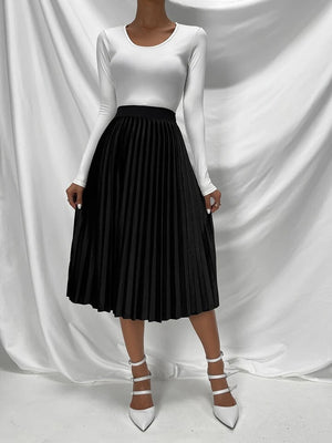 Pleated High Waist Skirt Set