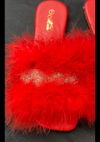 Red  Fluffy Flats